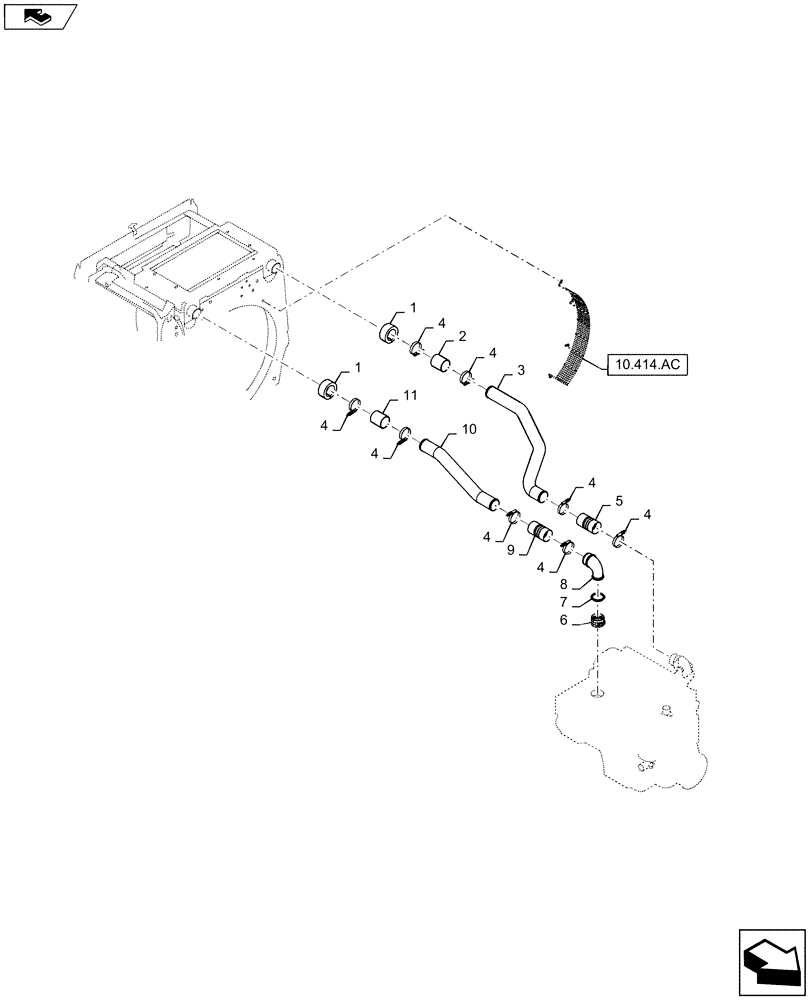 Схема запчастей Case 721F - (10.408.04[02]) - ENGINE COOLING LINES (10) - ENGINE