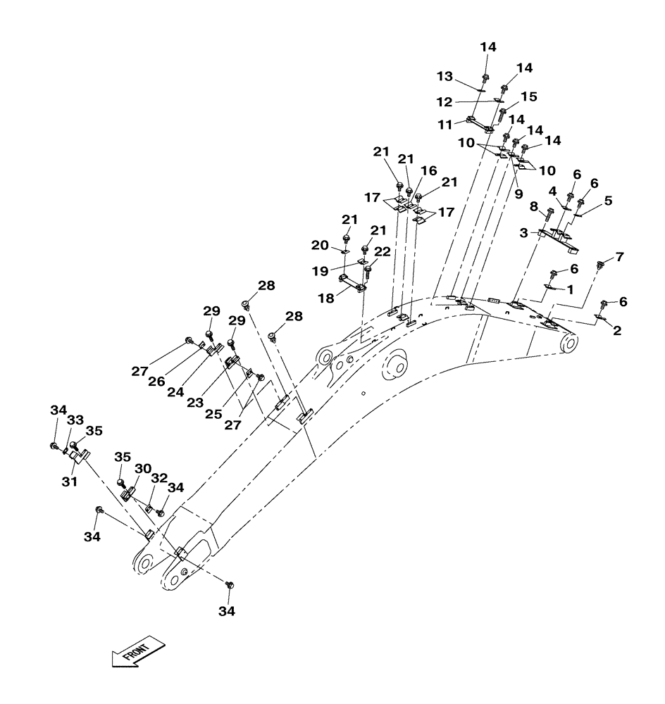 Схема запчастей Case CX350C - (09-035[00]) - MONOBLOCK BOOM - 6.45 M - BRACKET (09) - CHASSIS/ATTACHMENTS
