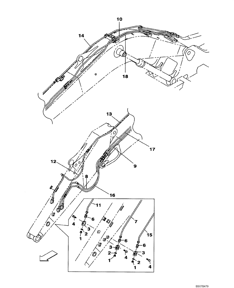 Схема запчастей Case CX210BNLC - (08-41) - SECOND OPTION LINE, 2.4 M ARM (WITH 16MM TUBE) (08) - HYDRAULICS