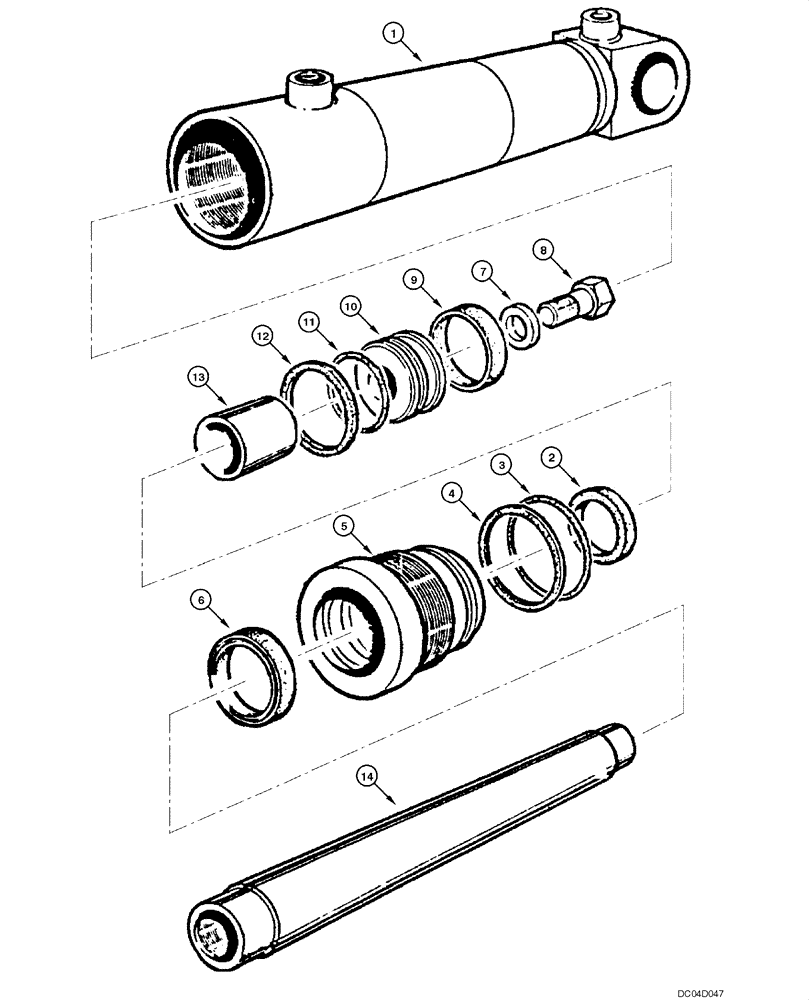 Схема запчастей Case 885 - (05.03[00]) - STEERING CYLINDER - ASSEMBLY (05) - STEERING