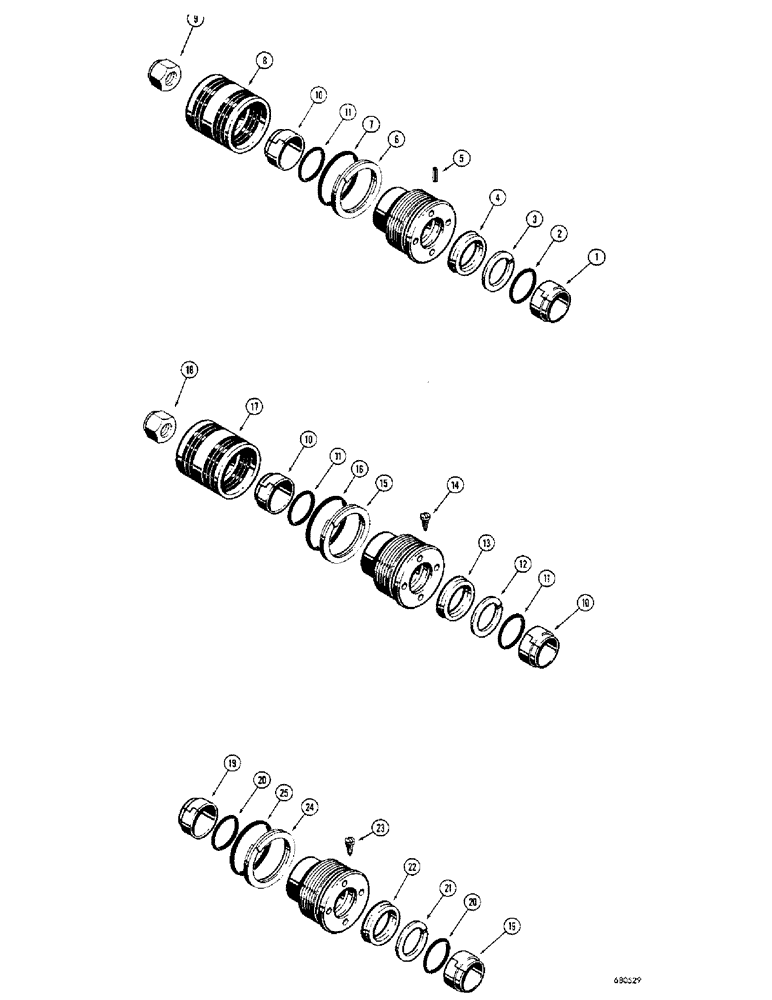 Схема запчастей Case 1150 - (228) - CYLINDER PACKING KITS, 3-1/2" CYLINDER TUBE I.D. X 1-3/4" PISTON ROD, *D30132 CYLDR PACKING KIT (07) - HYDRAULIC SYSTEM