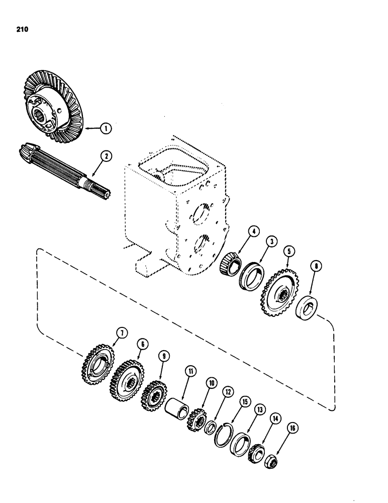 Схема запчастей Case 580SD - (210) - TRANSAXLE COUNTERSHAFT, WITHOUT TURBOCHARGER, FOUR WHEEL DRIVE (06) - POWER TRAIN