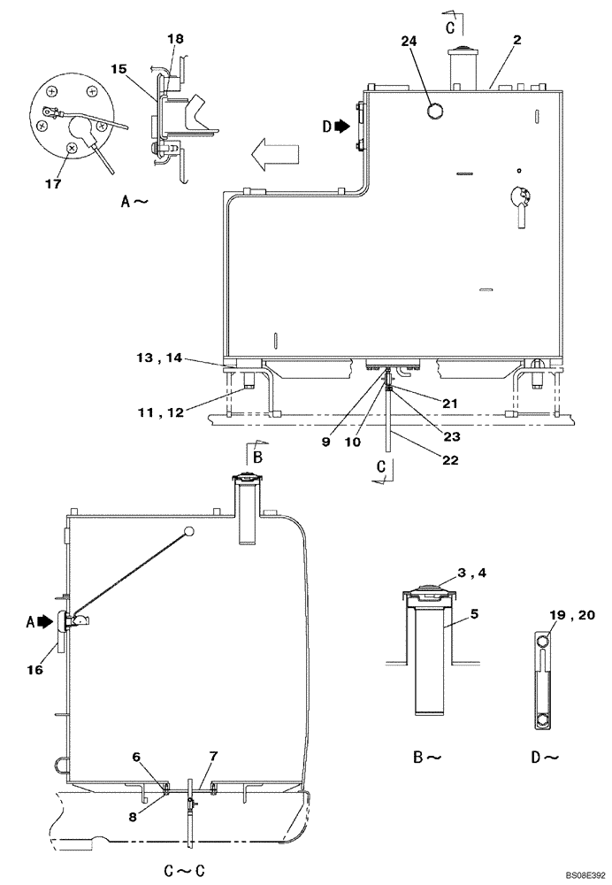 Схема запчастей Case CX700B - (03-02) - FUEL TANK (03) - FUEL SYSTEM