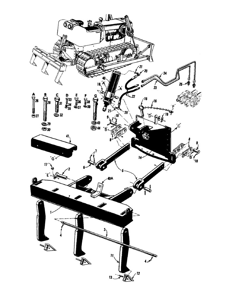 Схема запчастей Case 750 - (114) - RIPPER FRAME, CYLINDERS, WEIGHTS, & HYDRAULICS (05) - UPPERSTRUCTURE CHASSIS