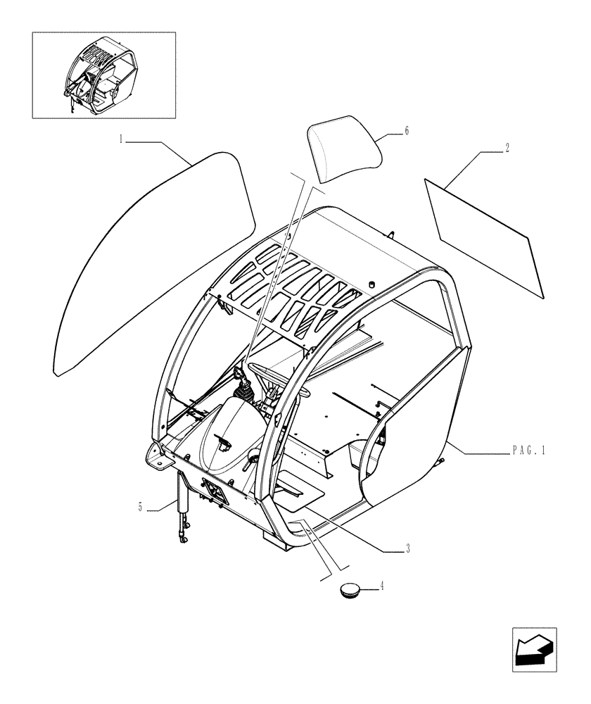 Схема запчастей Case TX945 - (9.00581[07]) - ROPS CANOPY - COMPONENTS - OPTIONAL CODE 749260031 (90) - PLATFORM, CAB, BODYWORK AND DECALS