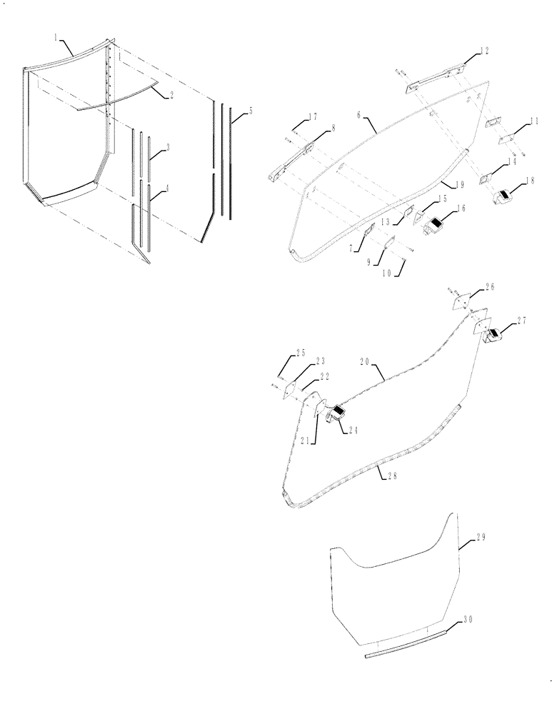 Схема запчастей Case 590SN - (90.156.03) - CAB - WINDOW, REAR (90) - PLATFORM, CAB, BODYWORK AND DECALS