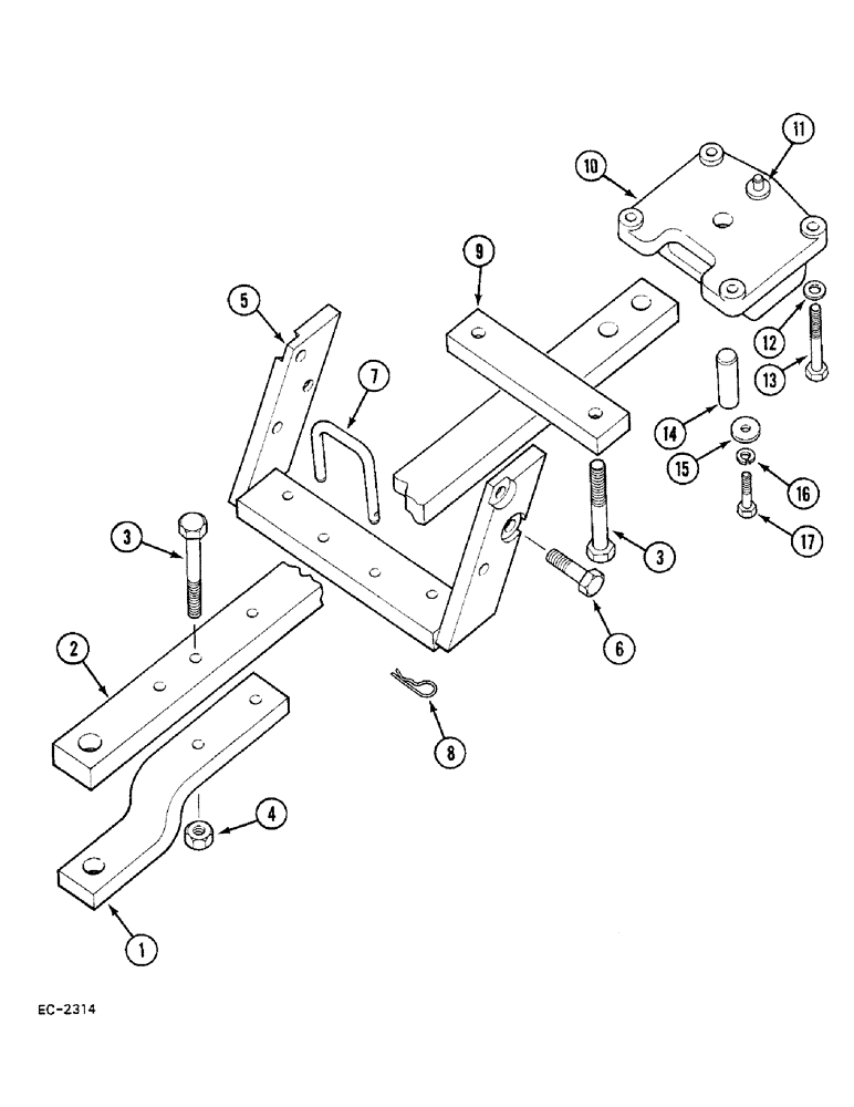 Схема запчастей Case 380B - (9-308) - SWINGING DRAWBAR (09) - CHASSIS/ATTACHMENTS