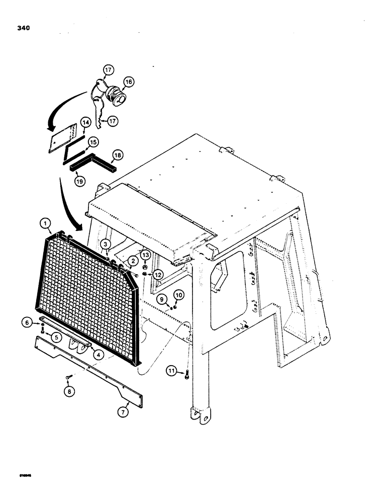 Схема запчастей Case 850C - (340) - CAB, REAR SCREEN AND FUEL ACCESS (05) - UPPERSTRUCTURE CHASSIS
