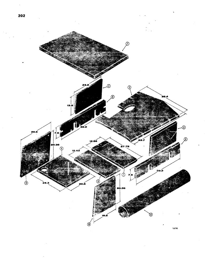 Схема запчастей Case 850 - (202) - NOISE REDUCTION PADS (05) - UPPERSTRUCTURE CHASSIS