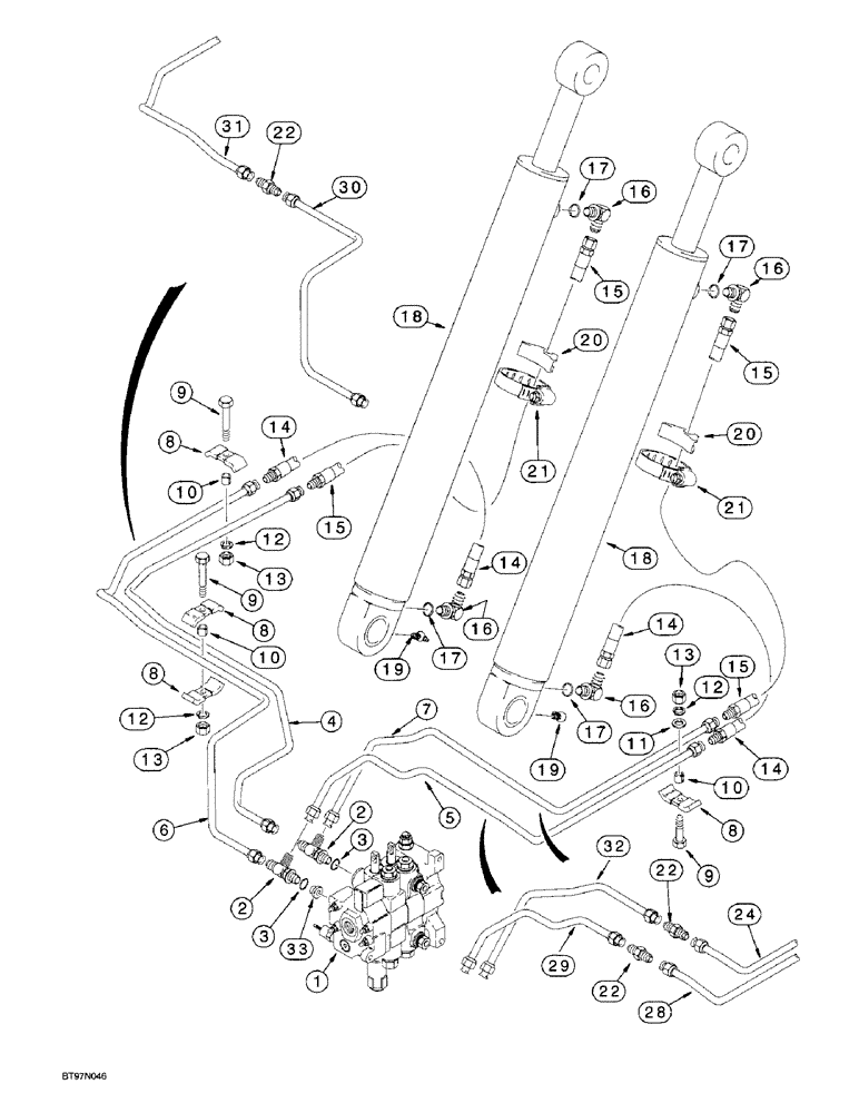 Схема запчастей Case 580L - (8-010) - LOADER LIFT CYLINDER HYDRAULIC CIRCUIT (08) - HYDRAULICS