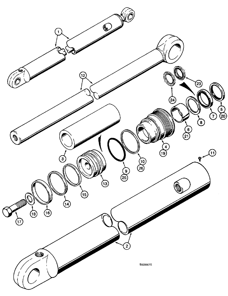 Схема запчастей Case 590SL - (9-22) - BACKHOE DIPPER EXTENSION CYLINDER (08) - HYDRAULICS
