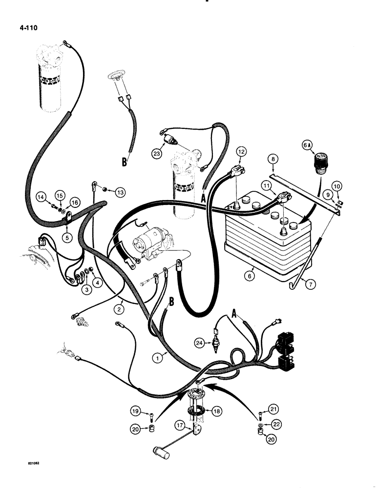 Схема запчастей Case 1835B - (4-110) - ELECTRICAL SYSTEM, REAR HARNESS AND BATTERY (04) - ELECTRICAL SYSTEMS