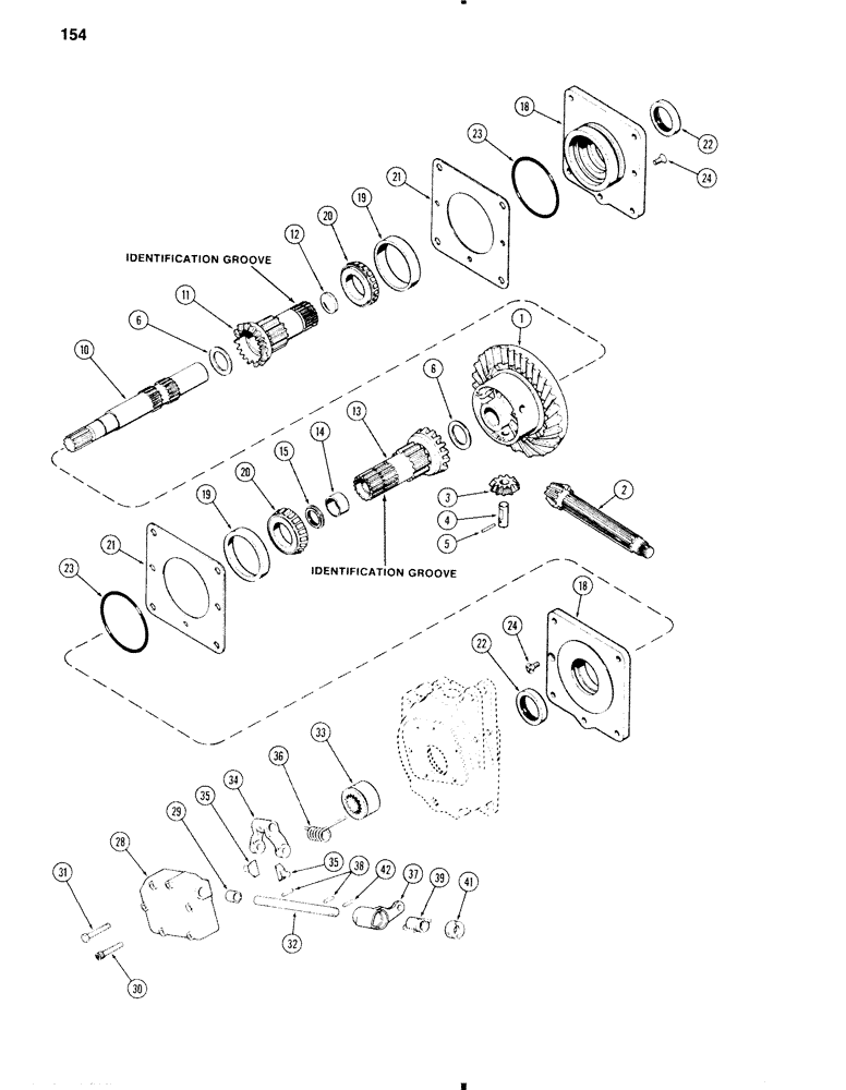 Схема запчастей Case 585C - (154) - DIFFERENTIAL AND LOCK, TRANSAXLE (27) - REAR AXLE SYSTEM