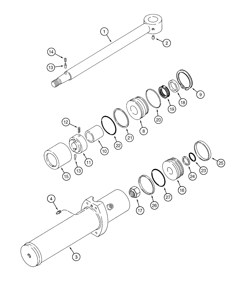 Схема запчастей Case 960 - (08-30) - CYLINDER ASSY BACKHOE SWING (08) - HYDRAULICS