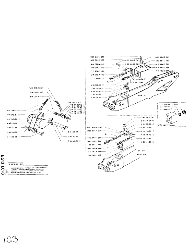 Схема запчастей Case SC150 - (123) - CLAMSHELL ADAPTATION ON BACKHOE DIPPERSTICK 