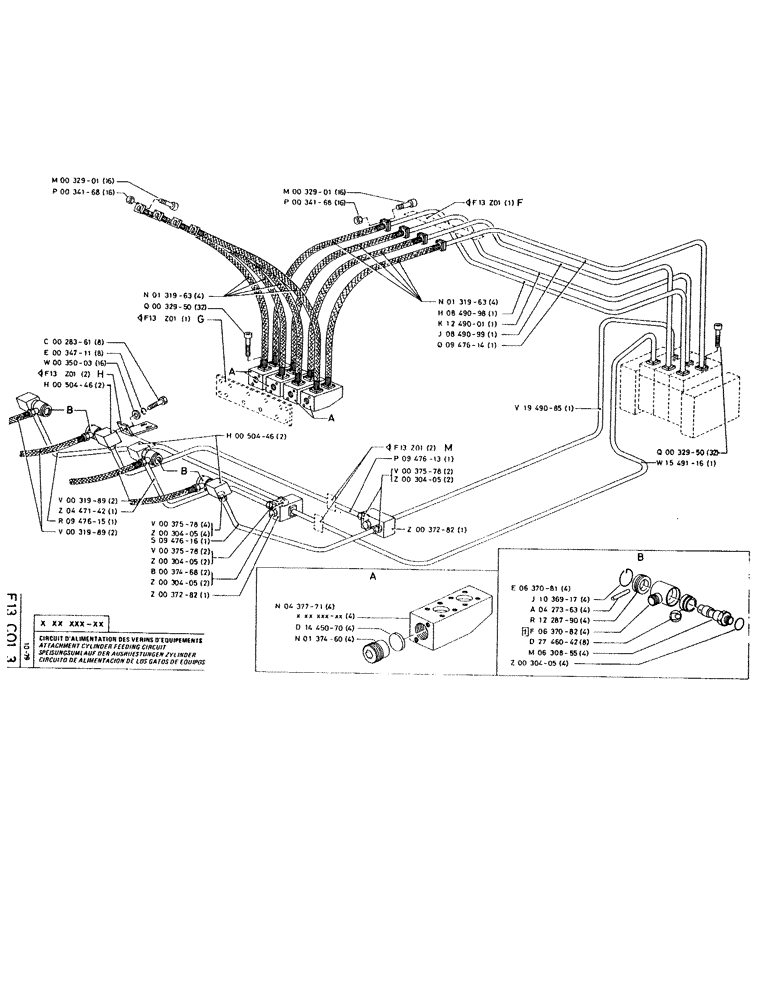 Схема запчастей Case RC200L - (046) - ATTACHMENT CYLINDER FEEDING CIRCUIT 