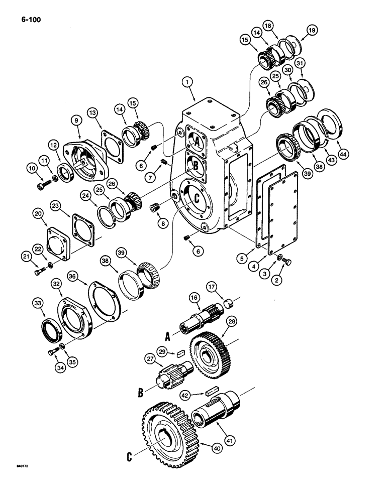 Схема запчастей Case CASE - (6-100) - TRANSMISSION, BEFORE PIN 1189391 (06) - POWER TRAIN