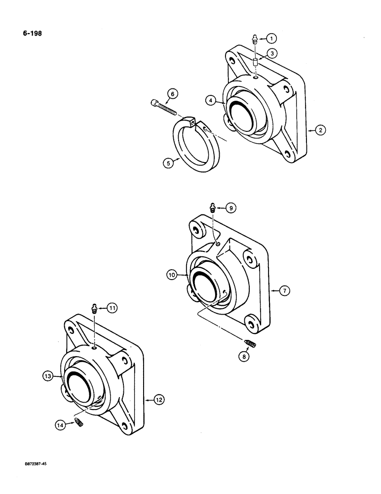 Схема запчастей Case W36 - (6-198) - DRIVE SHAFT SUPPORT BEARINGS (06) - POWER TRAIN