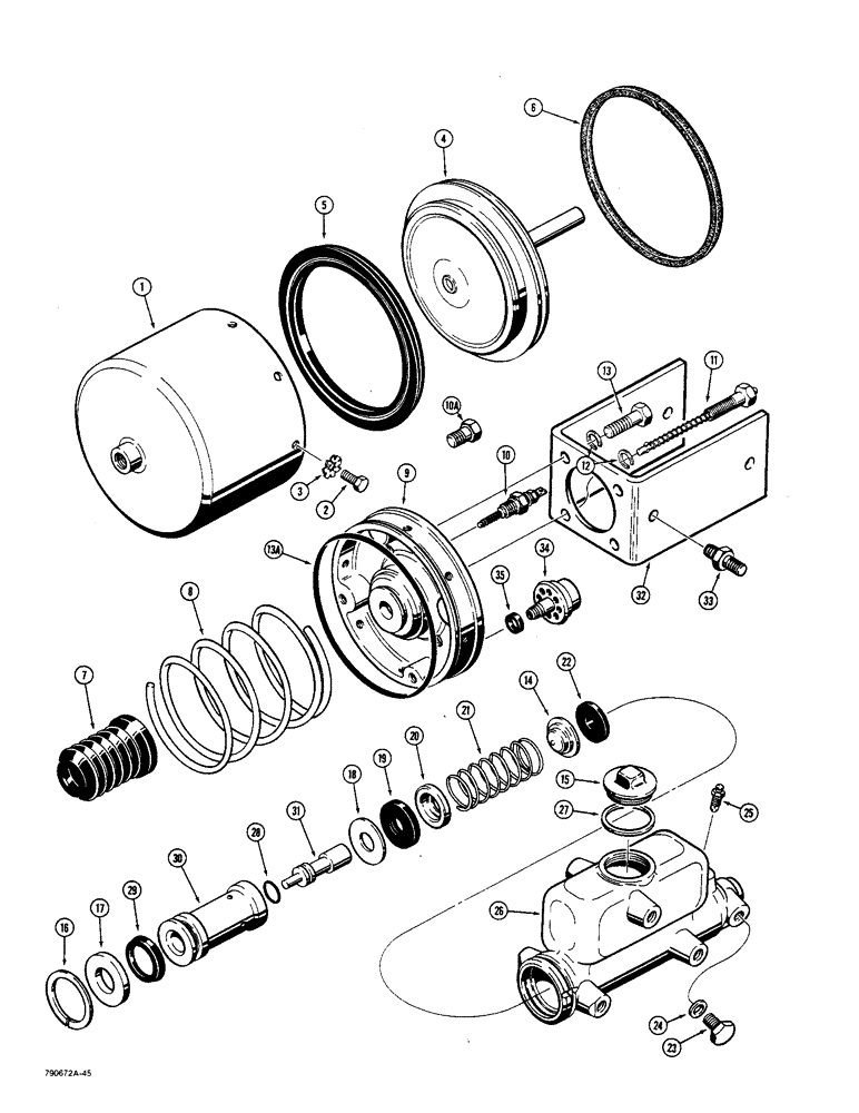 Схема запчастей Case W36 - (7-376) - L77985 AND L107177 BRAKE ACTUATORS, USED ON P.I.N. 9135098 AND AFTER (07) - BRAKES