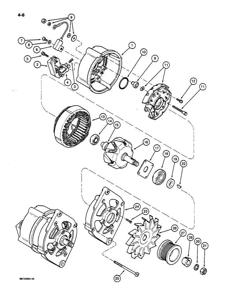 Схема запчастей Case 650 - (4-06) - ALTERNATOR ASSEMBLY (04) - ELECTRICAL SYSTEMS