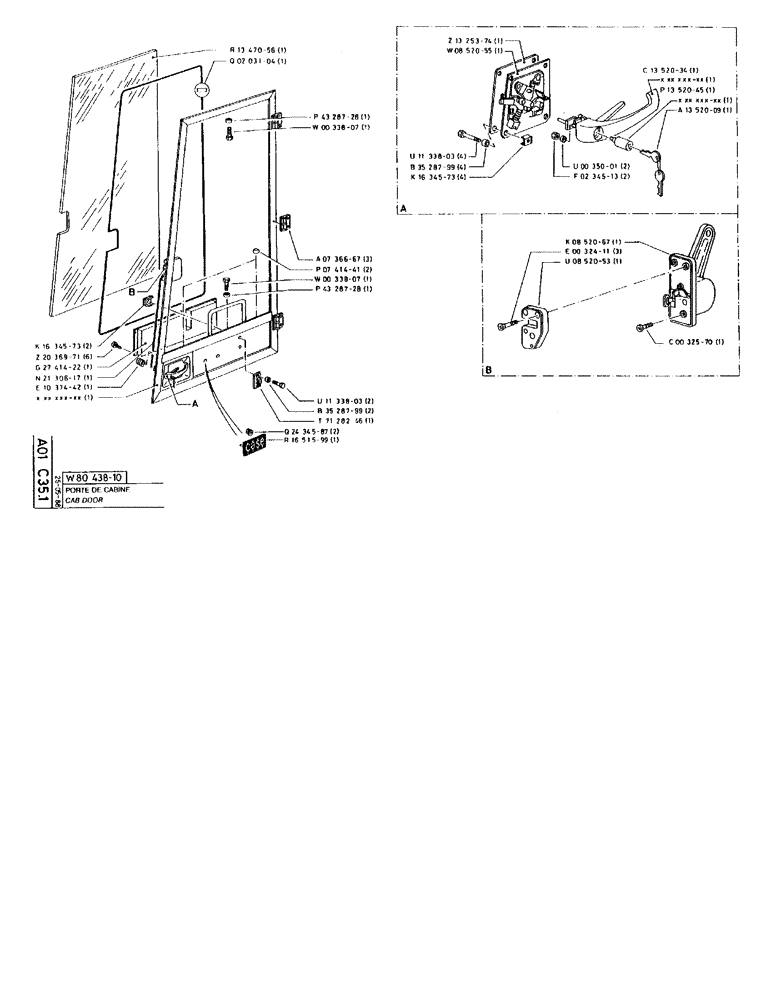 Схема запчастей Case 90BCL - (020) - CAB DOOR (05) - UPPERSTRUCTURE CHASSIS