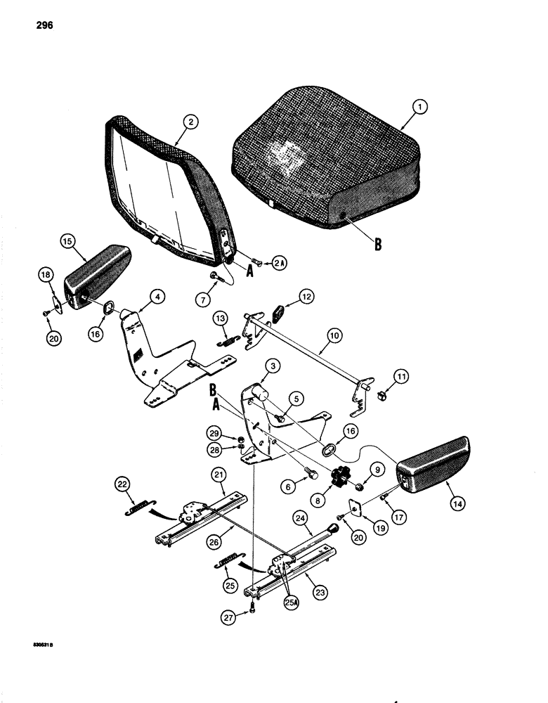 Схема запчастей Case 1080 - (296) - SEAT (90) - PLATFORM, CAB, BODYWORK AND DECALS