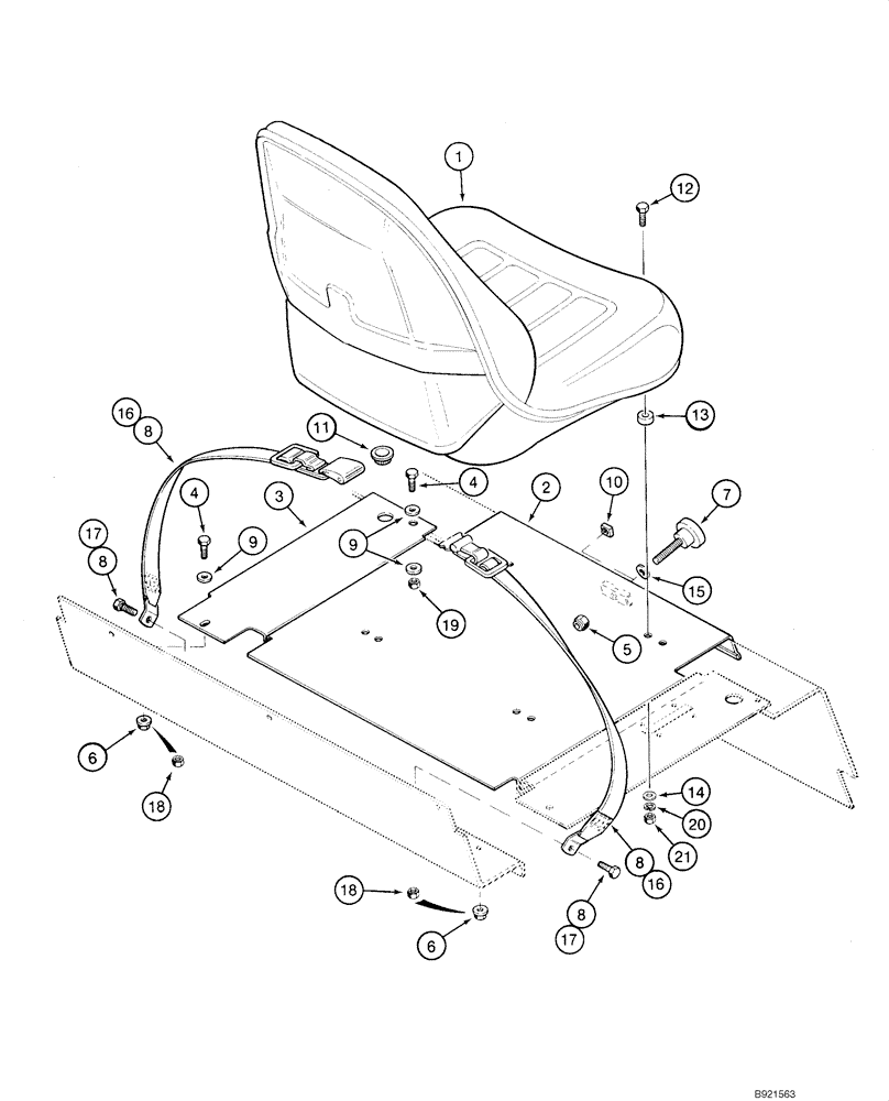 Схема запчастей Case 1840 - (09-20) - SEAT, MOUNTING - SEAT BELTS (EUROPE) (09) - CHASSIS/ATTACHMENTS