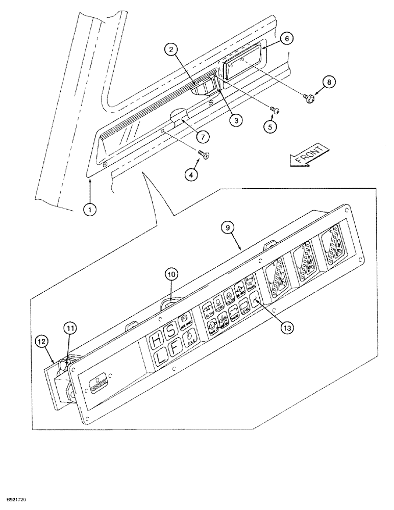 Схема запчастей Case 9030 - (4-12) - INSTRUMENT CLUSTER AND MOUNTING (04) - ELECTRICAL SYSTEMS