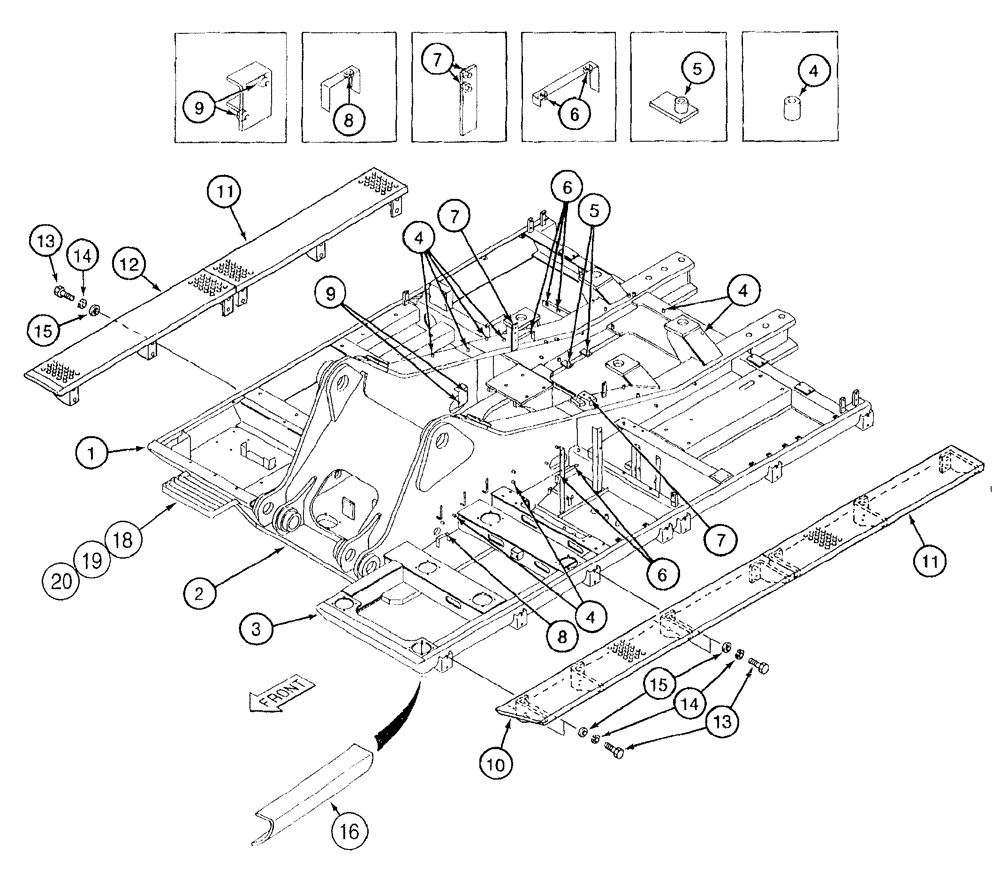 Схема запчастей Case 9050B - (9-008) - TURNTABLE AND WALKWAYS (09) - CHASSIS/ATTACHMENTS