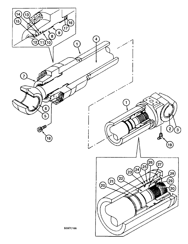 Схема запчастей Case 9040B - (8-168) - BOOM CYLINDERS, MODELS WITH LOAD HOLD OPTION (08) - HYDRAULICS