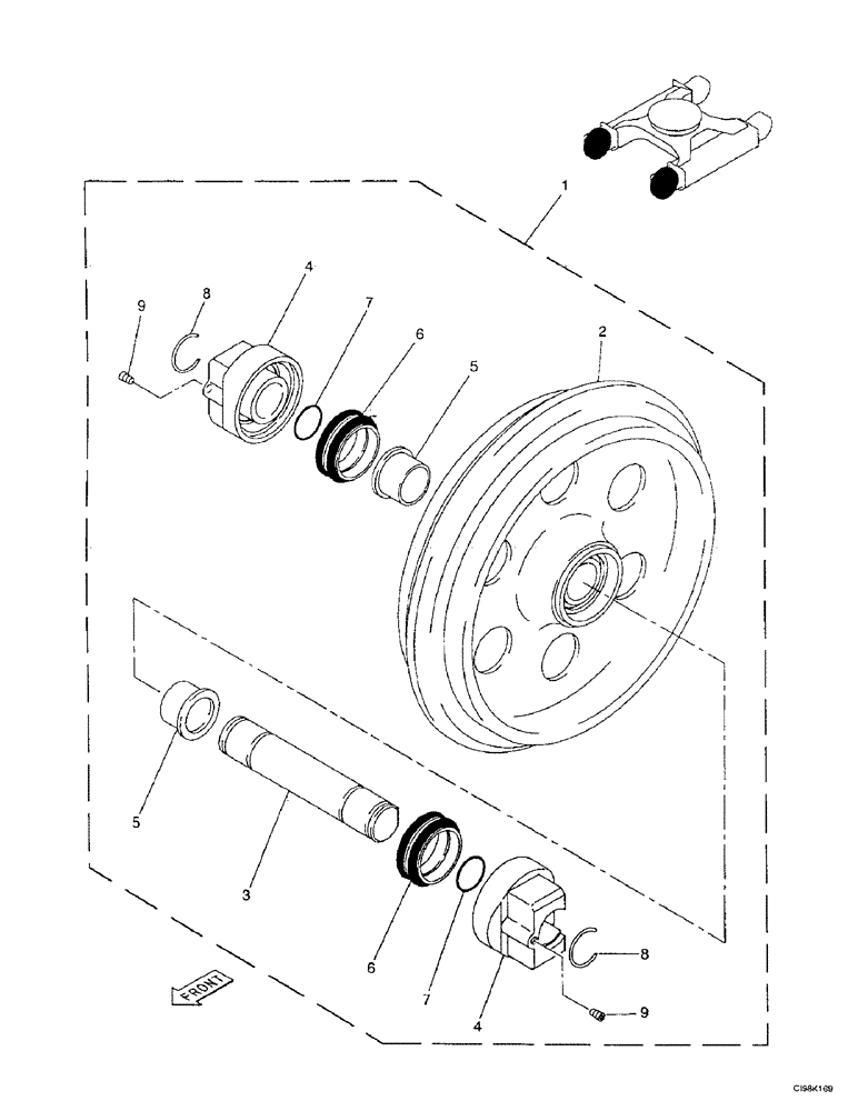 Схема запчастей Case 9007B - (5-14) - GUIDE PULLEY - STEEL TRACK (11) - TRACKS/STEERING
