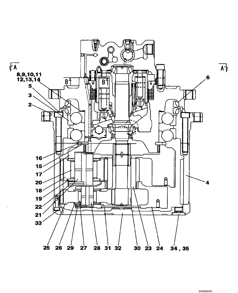 Схема запчастей Case CX290B - (06-02) - MOTOR ASSY - GEAR ASSY, REDUCTION (06) - POWER TRAIN