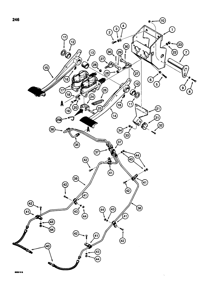 Схема запчастей Case 580D - (246) - BRAKE PEDALS AND BRAKE SYSTEM (07) - BRAKES