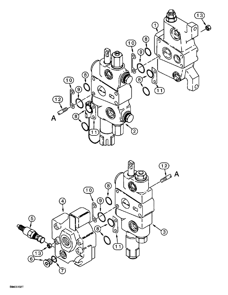 Схема запчастей Case 580SL - (8-084) - LOADER CONTROL VALVE, TWO SPOOL (08) - HYDRAULICS