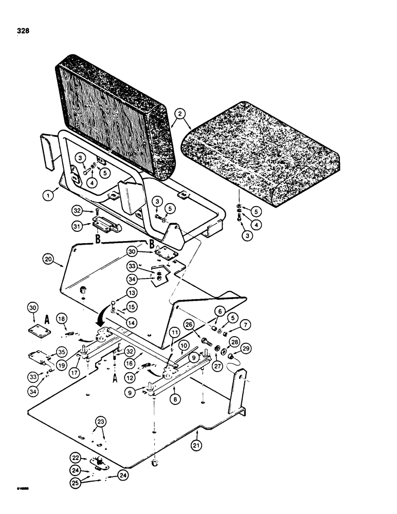 Схема запчастей Case 850C - (328) - SEAT ASSEMBLY, USED ON MODELS WITH BACKHOE (05) - UPPERSTRUCTURE CHASSIS