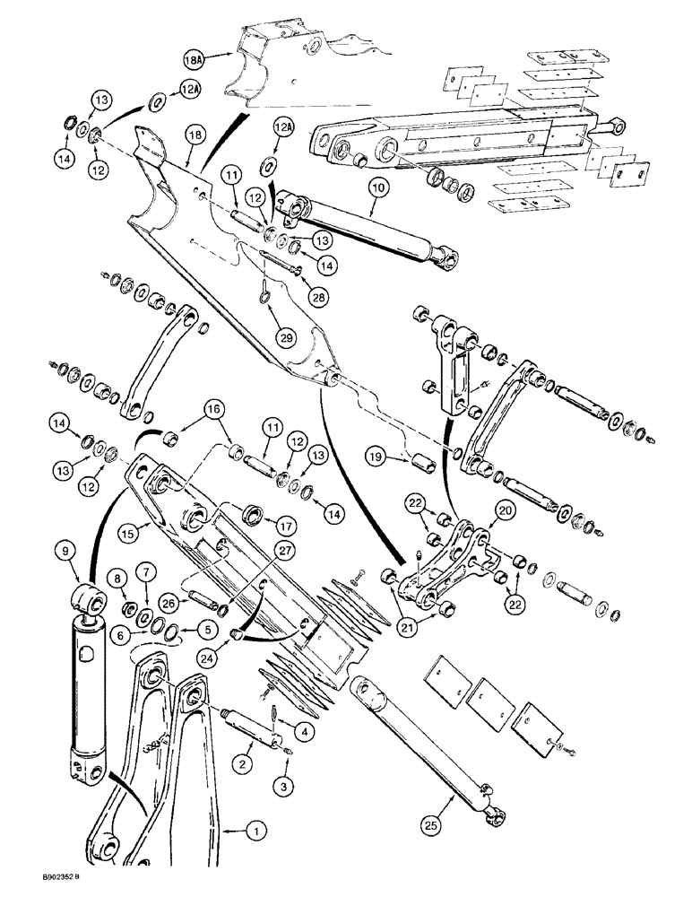 Схема запчастей Case 580SK - (9-048) - EXTENDABLE DIPPER (09) - CHASSIS/ATTACHMENTS