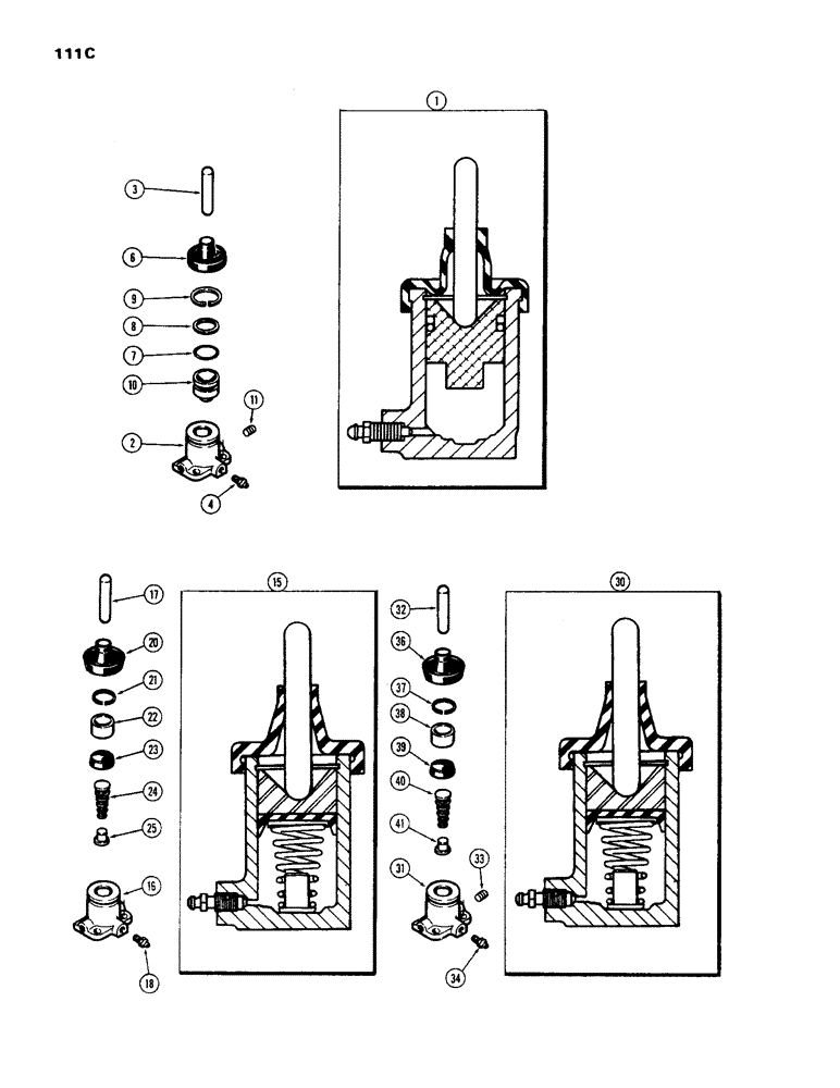 Схема запчастей Case 450 - (111C) - HYDRAULIC BRAKE CYLINDER, A50557 CYLINDER ASSY (03) - TRANSMISSION