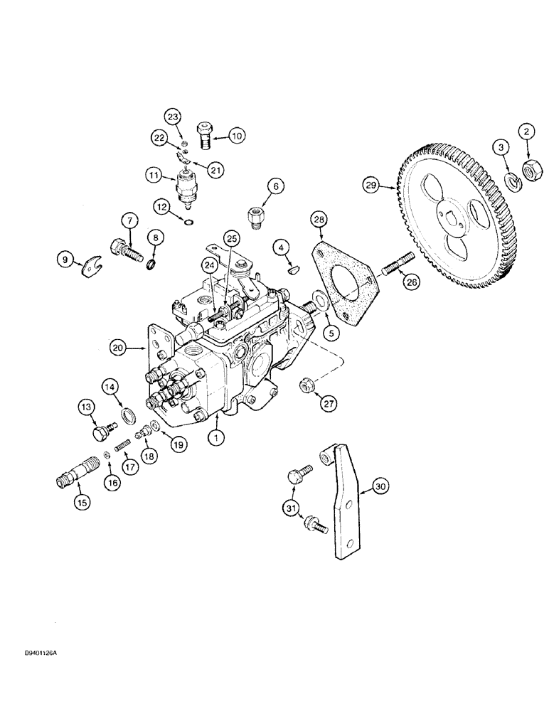 Схема запчастей Case 580SK - (3-15A) - FUEL INJECTION PUMP AND DRIVE, 4T-390 ENGINE, TRACTOR P.I.N. JJG0173468 AND AFTER (03) - FUEL SYSTEM