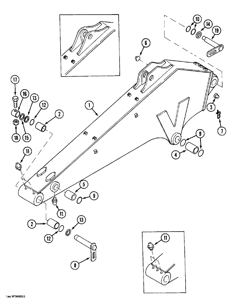 Схема запчастей Case 1088 - (9F-06) - ARM AND MOUNTING PINS, WITH 2.80 M ARM (09) - CHASSIS/ATTACHMENTS