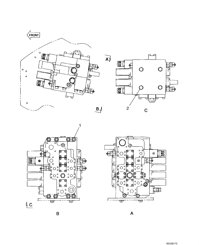 Схема запчастей Case CX225SR - (08-56) - CONTROL VALVE - SUPPORT (08) - HYDRAULICS