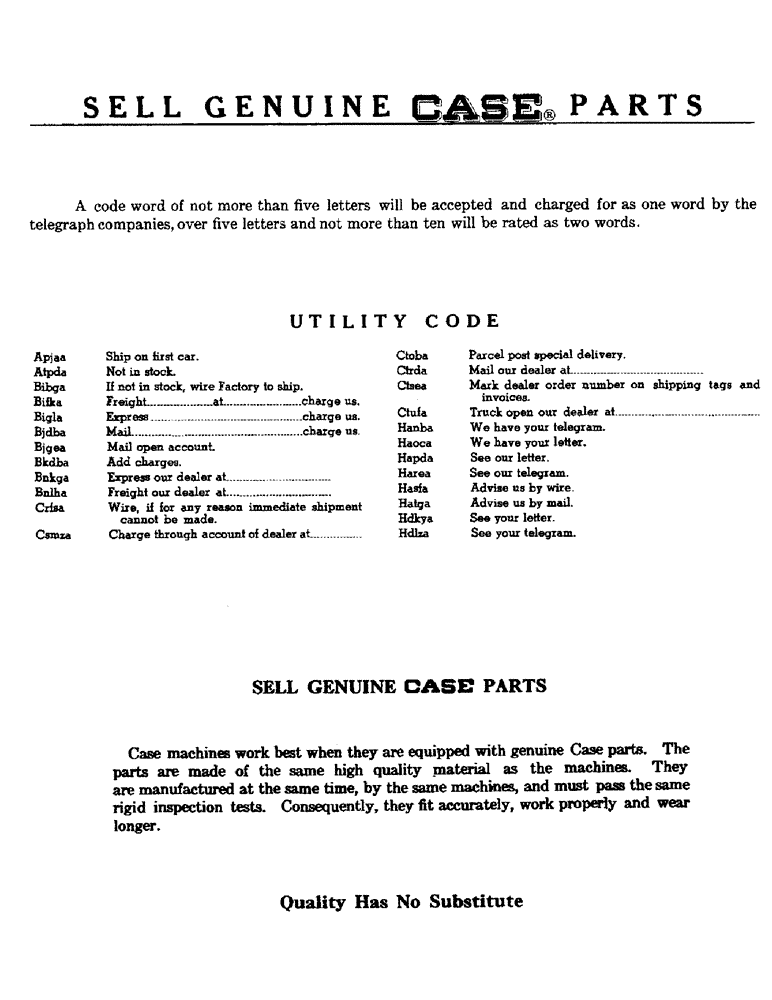 Схема запчастей Case 420C - (003) - UTILITY CODE (00) - GENERAL