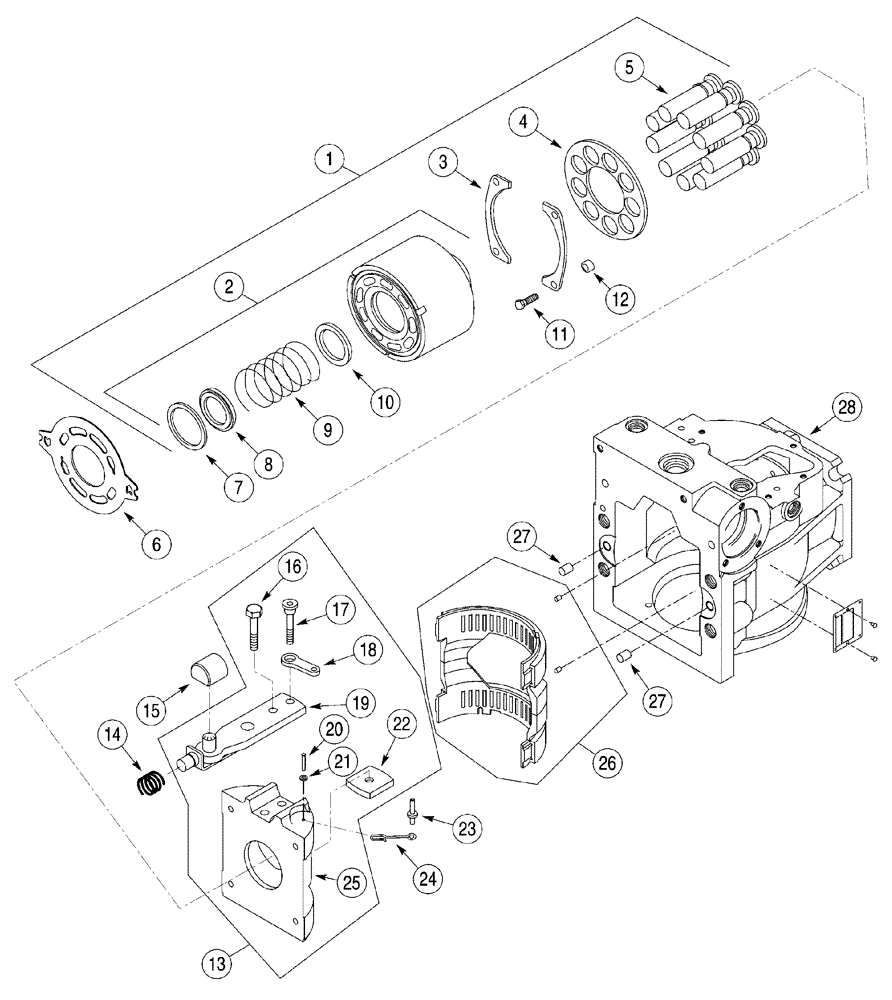 Схема запчастей Case 960 - (06-07) - PUMP ASSY, TANDEM (06) - POWER TRAIN