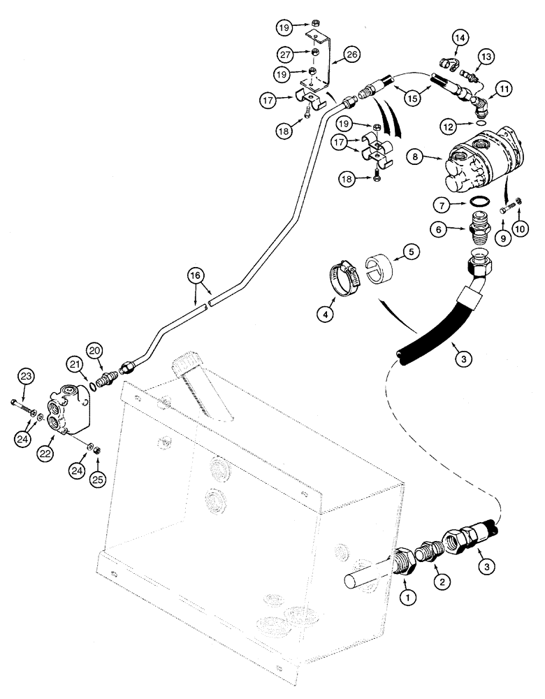 Схема запчастей Case 960 - (05-03) - HYDRAULICS STEERING, FRONT (05) - STEERING