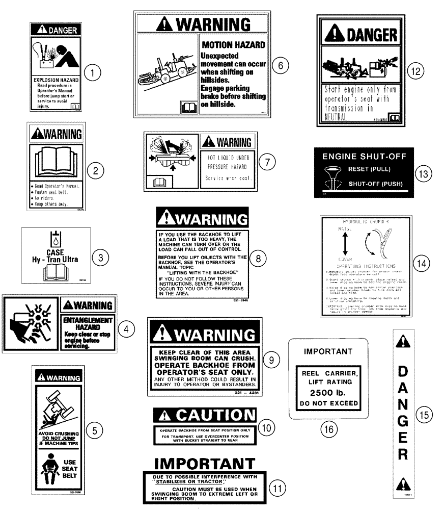 Схема запчастей Case 960 - (09-56) - DECALS, ENGLISH (09) - CHASSIS