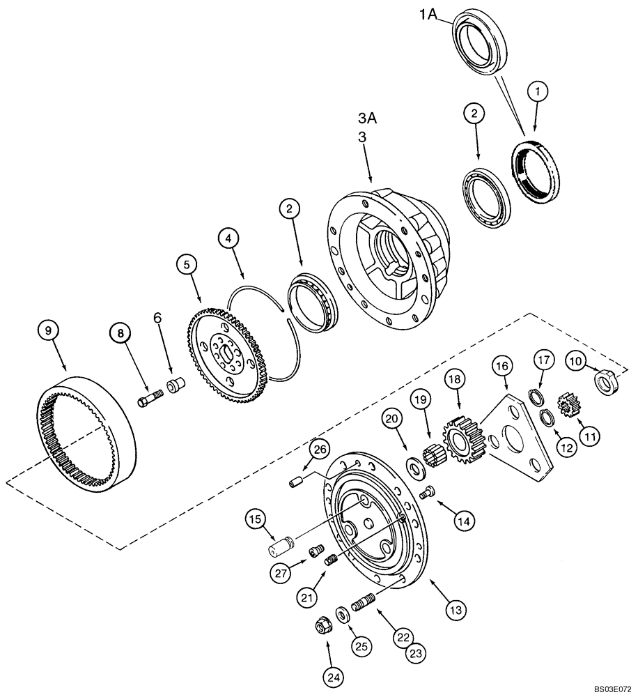 Схема запчастей Case 590SM - (06-06) - AXLE, FRONT DRIVE - PLANETARY (06) - POWER TRAIN