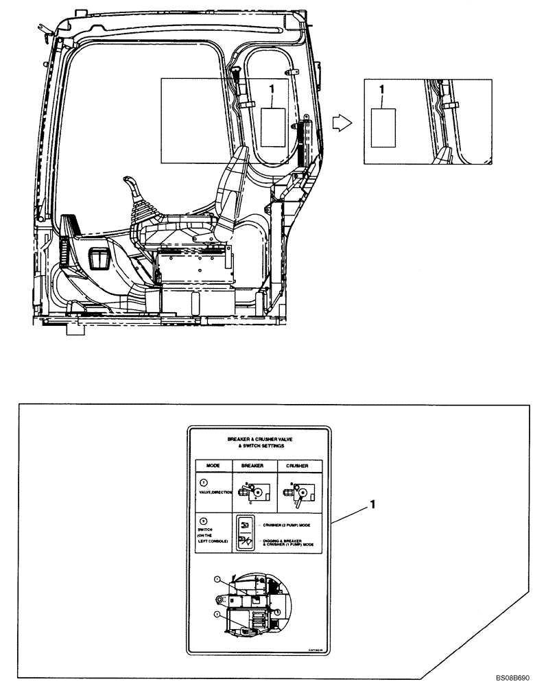 Схема запчастей Case CX80 - (09-42) - DECAL - OPERATORS COMPARTMENT (09) - CHASSIS