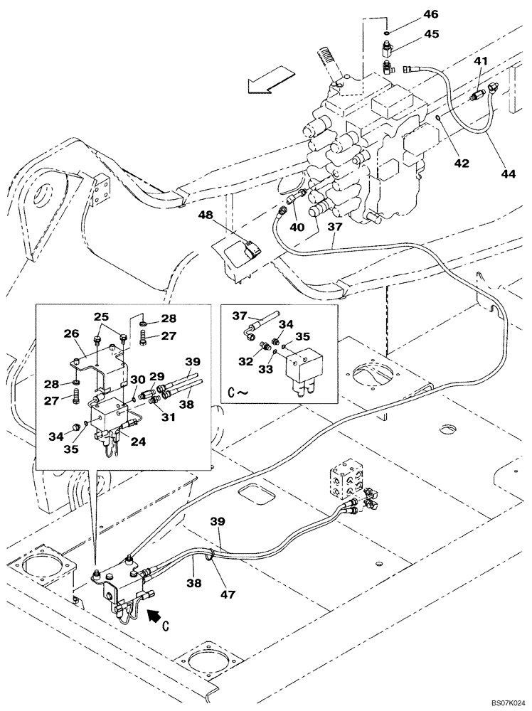 Схема запчастей Case CX130B - (08-29) - HYDRAULICS, AUXILIARY - SINGLE ACTING CIRCUIT, HAND OPERATED (08) - HYDRAULICS