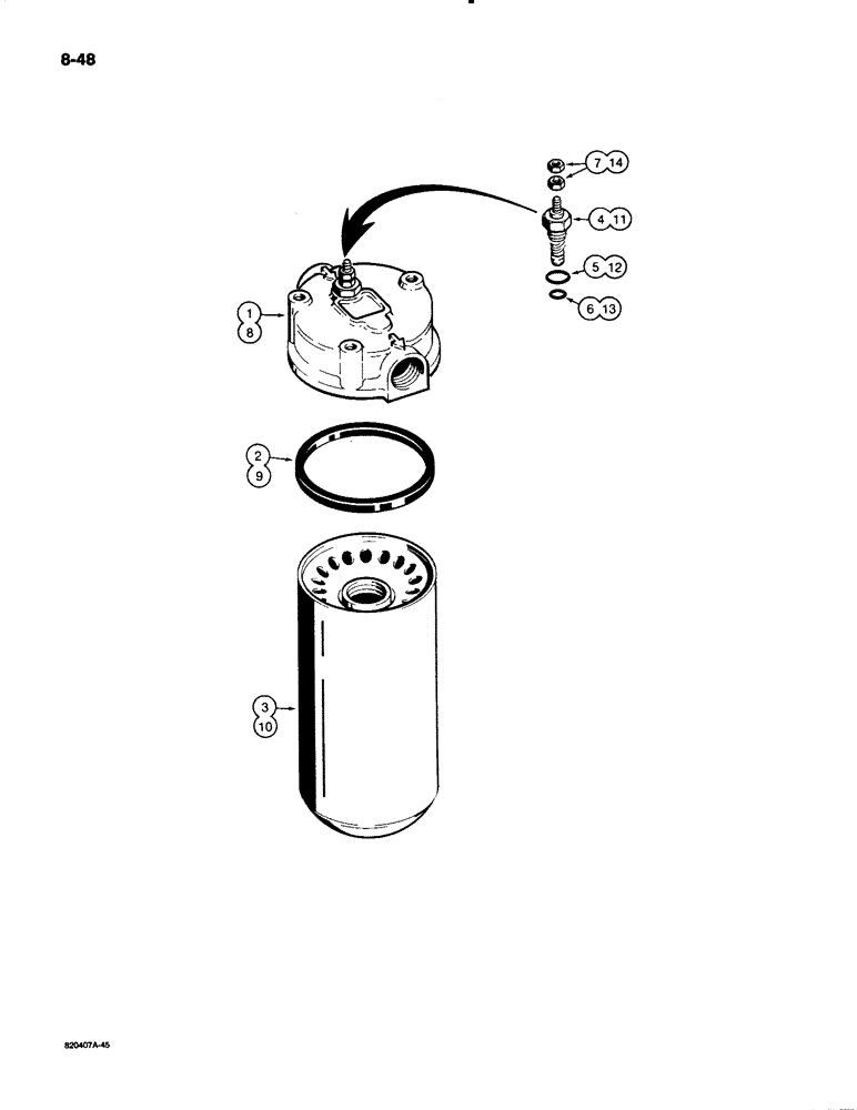 Схема запчастей Case W20C - (8-48) - HYDRAULIC OIL FILTER (08) - HYDRAULICS