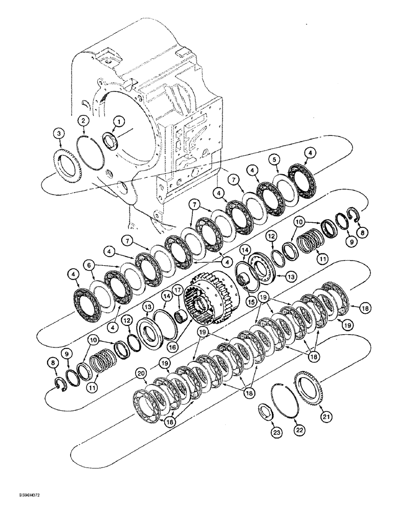 Схема запчастей Case 821B - (6-25A) - TRANSMISSION ASSEMBLY, REVERSE AND SECOND CLUTCH PACK, P.I.N. JEE0052701 & AFTER (06) - POWER TRAIN