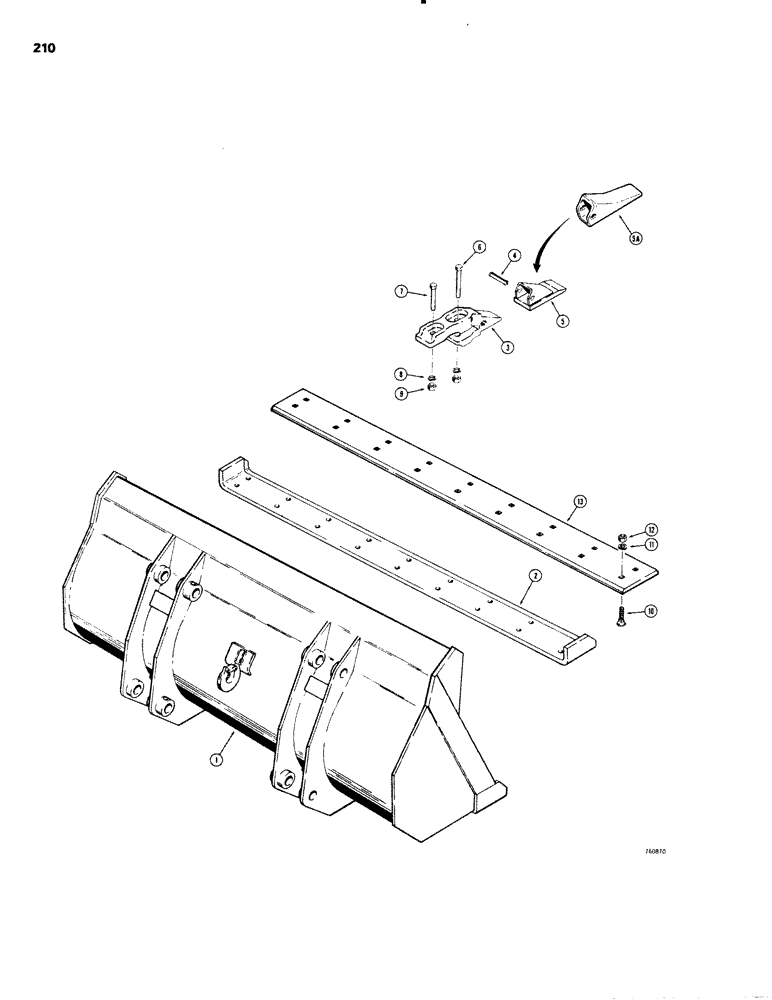 Схема запчастей Case W20 - (210) - LOADER BUCKET, 2 CU. YD. BUCKET (92.6" WIDE), (1.53 CUBIC METER-2352MM) (09) - CHASSIS